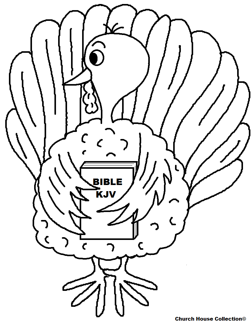 Free Turkey Thanksgiving Coloring Pages For Kids In Sunday School or Children's Church by Church House Collection